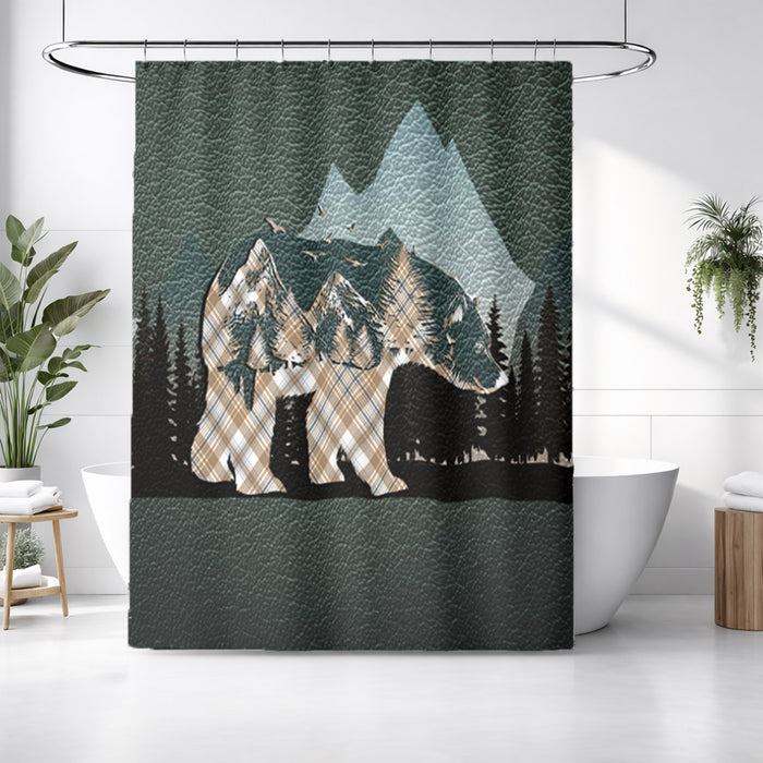 Beige Mountain Bear Wilderness Landscape Shower Curtain