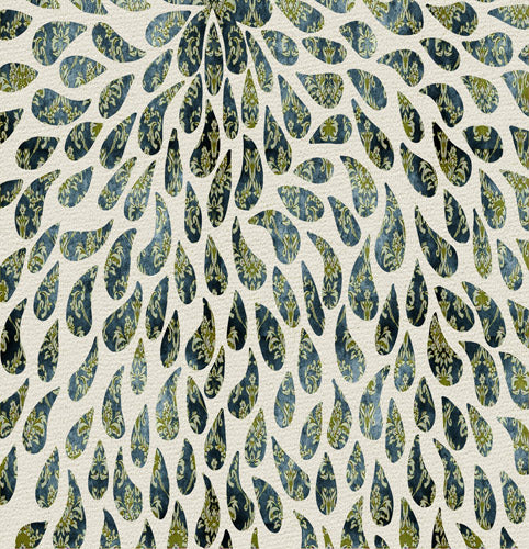 Green Feather Rain Drop Pattern