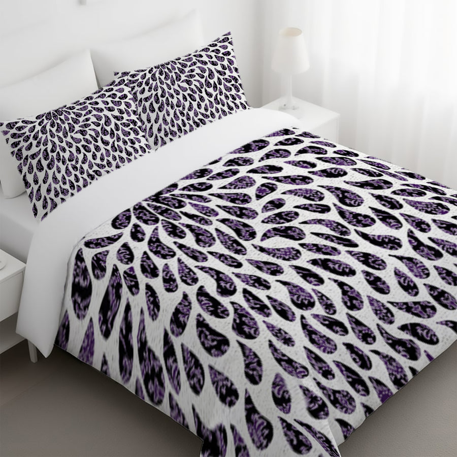 Purple Paisley Rain Drop Pattern Duvet Cover