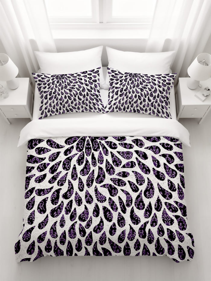 Purple Paisley Rain Drop Pattern Duvet Cover