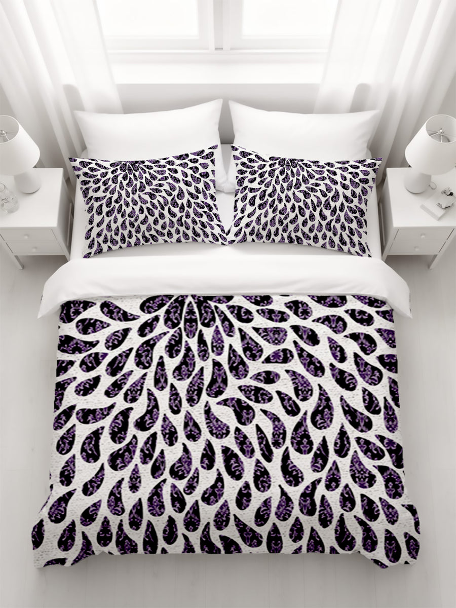 Purple Paisley Rain Drop Pattern Duvet Cover