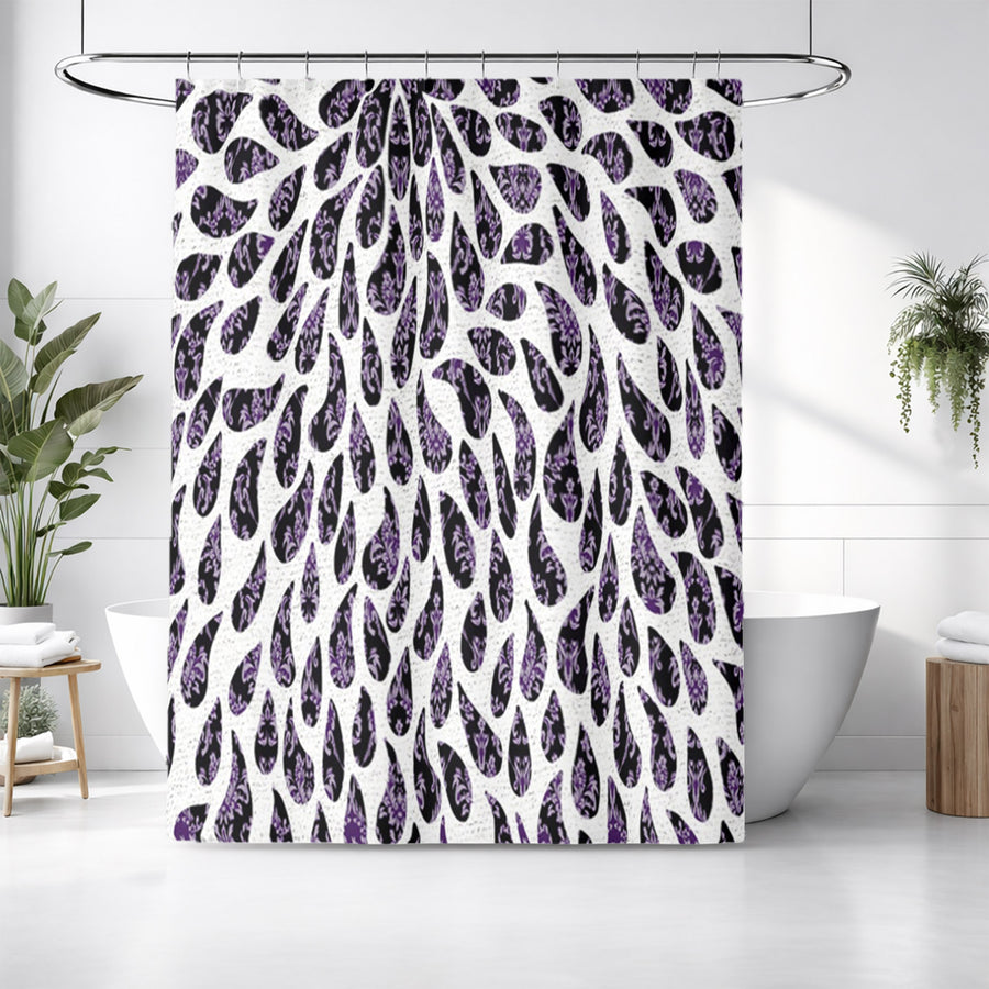 Purple Paisley Rain Drop Pattern Shower Curtain
