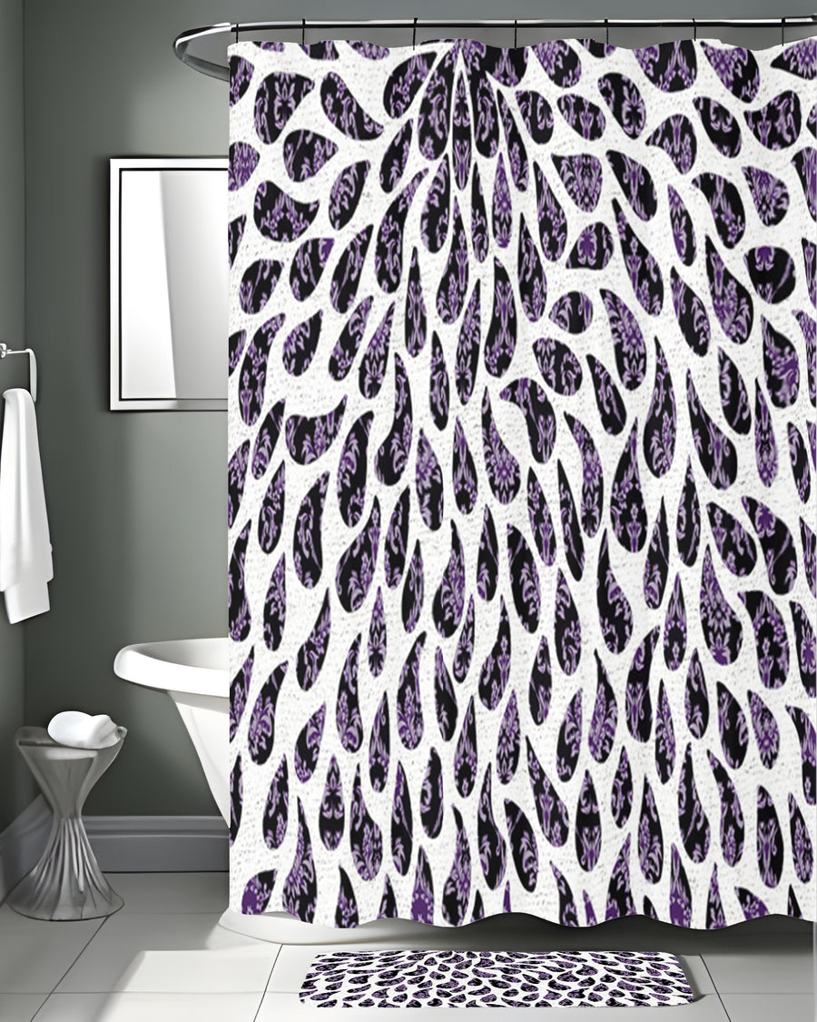 Purple Paisley Rain Drop Pattern Shower Curtain