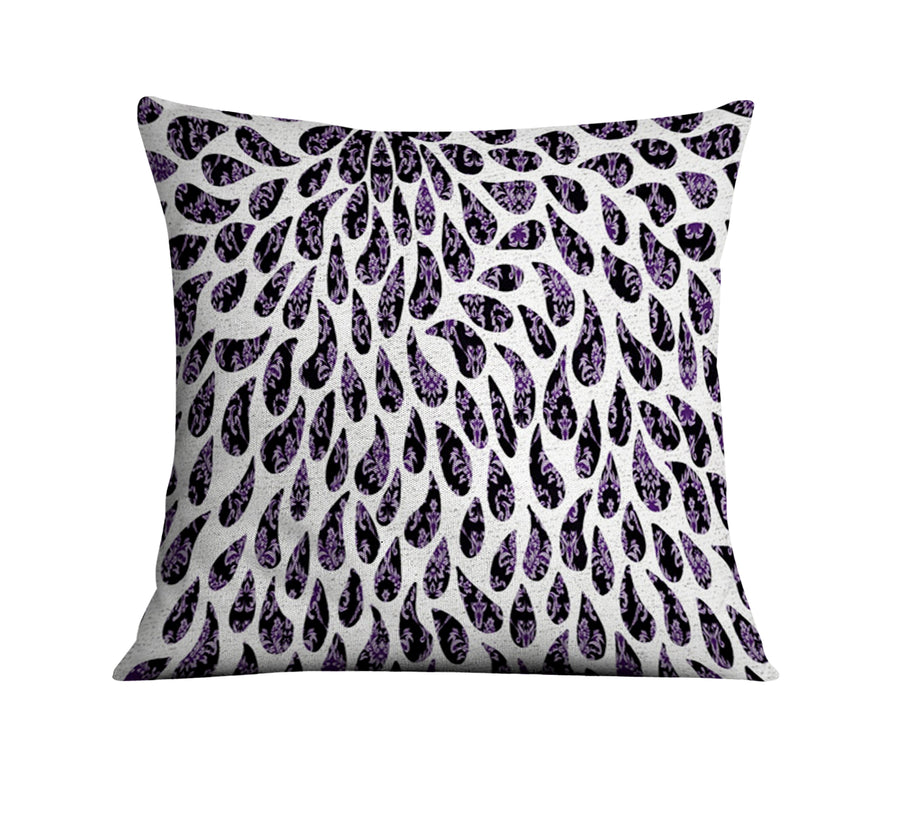 Purple Paisley Rain Drop Pattern Throw Pillow Cover
