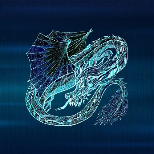 Blue Electric Dragon Illustration Artwork