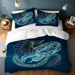Comforter or Duvet Cover | Electric Blue Dragon | Navy Blue Bedding | Twin, Queen, King Size - Deja Blue Studios