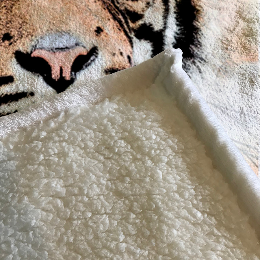 Realistic Tiger Portrait Wildlife Artwork Fleece Sherpa Blanket