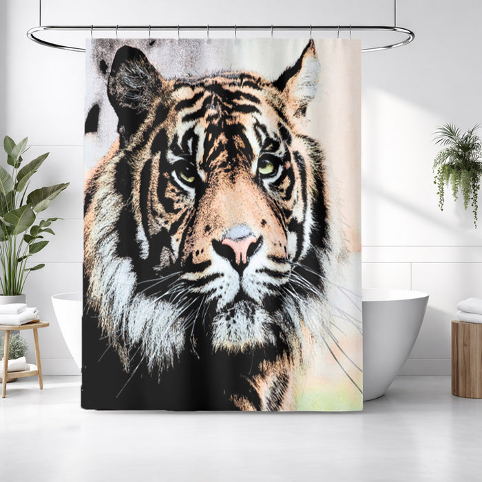 Realistic Tiger Portrait Wildlife Artwork Shower Curtain