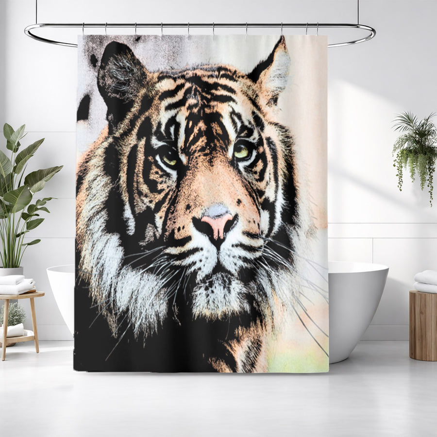 Realistic Tiger Portrait Wildlife Artwork Shower Curtain