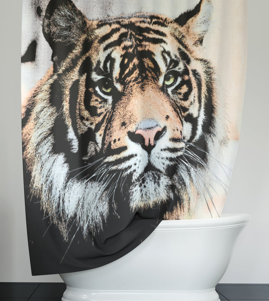 Realistic Tiger Portrait Wildlife Artwork Shower Curtain