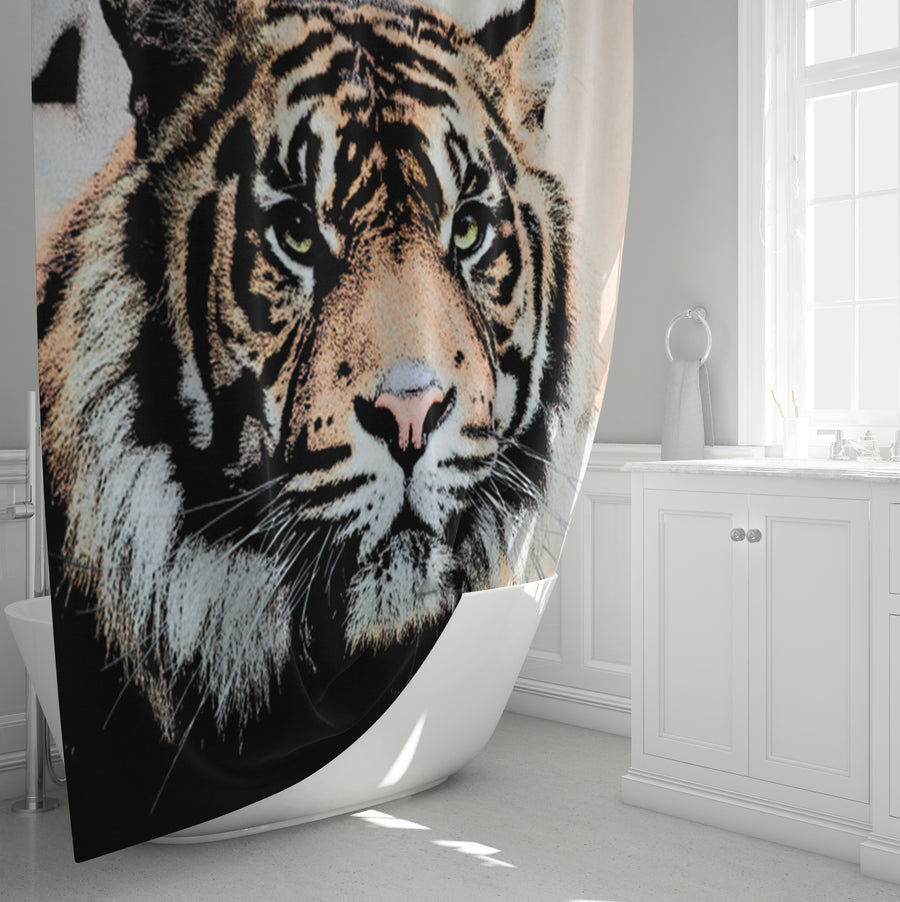 Realistic Tiger Portrait Wildlife Artwork Shower Curtain