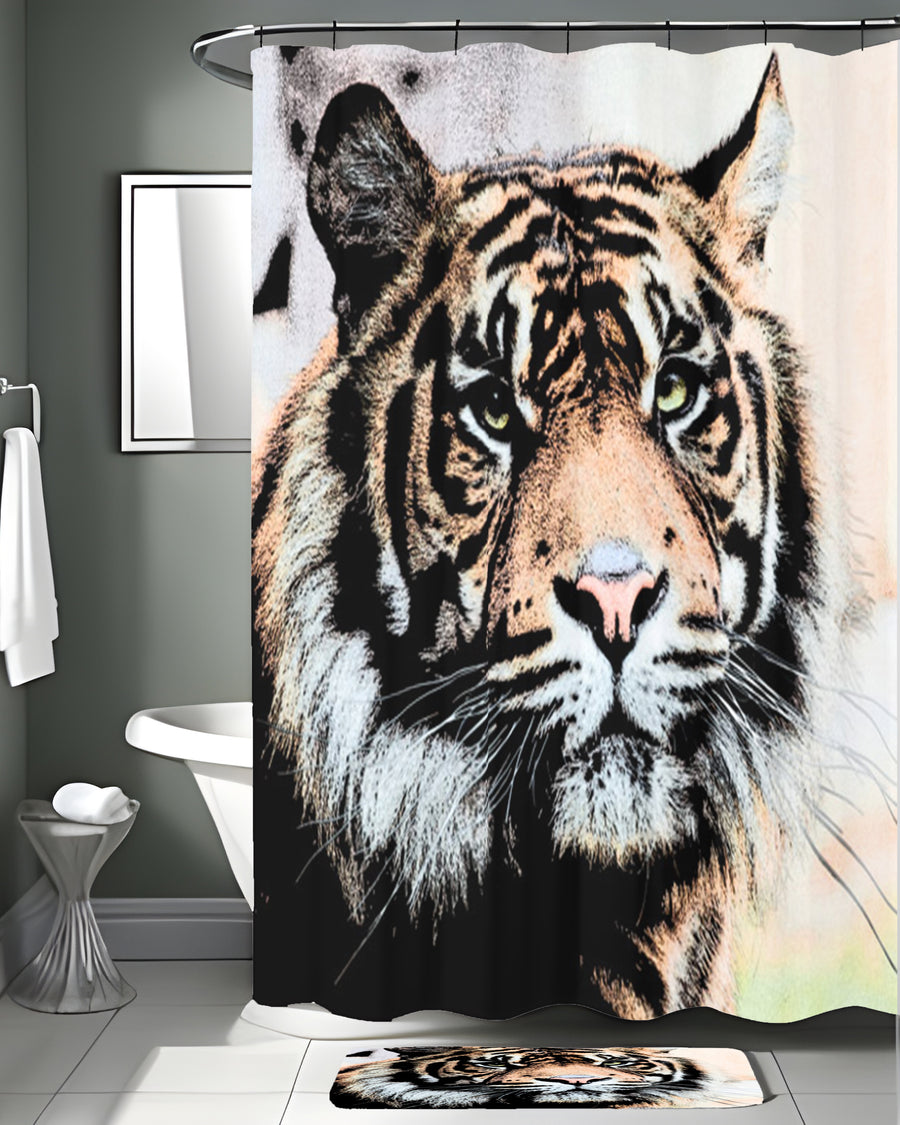 Realistic Tiger Portrait Wildlife Artwork Shower Curtain