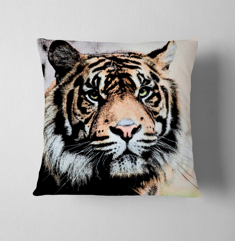 Realistic Tiger Portrait Wildlife Artwork Throw Pillow Cover
