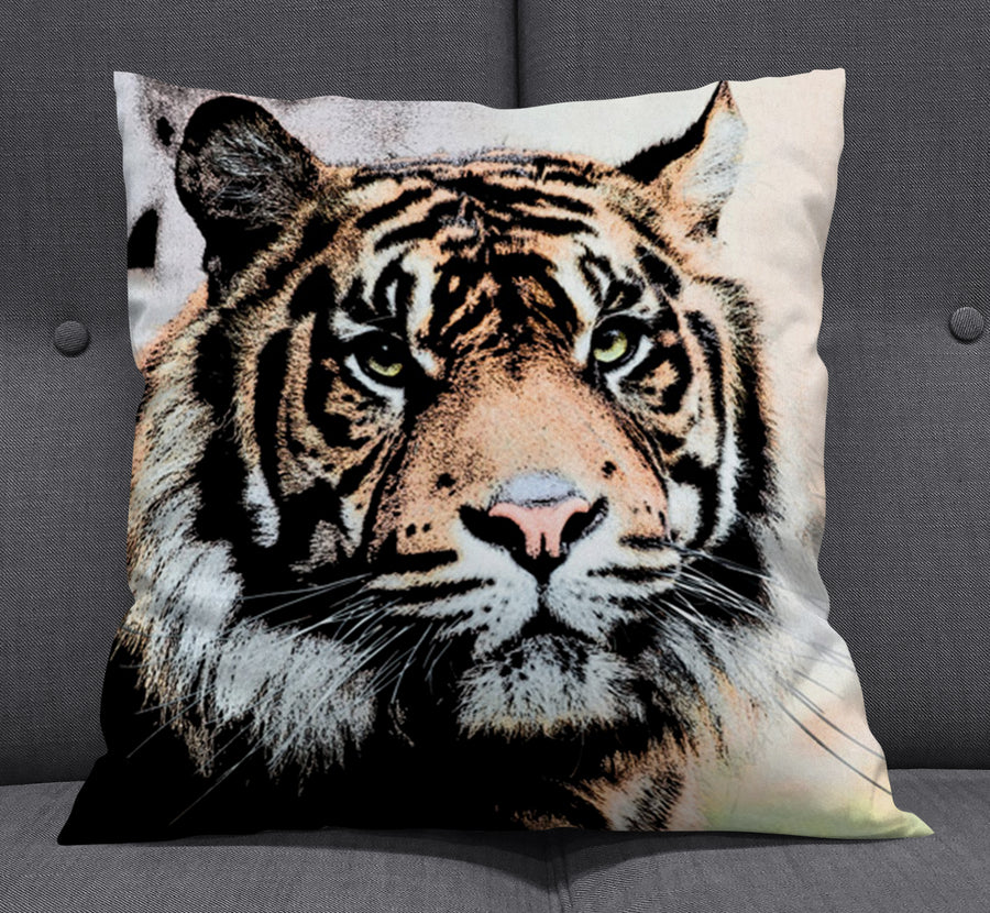 Realistic Tiger Portrait Wildlife Artwork Throw Pillow Cover