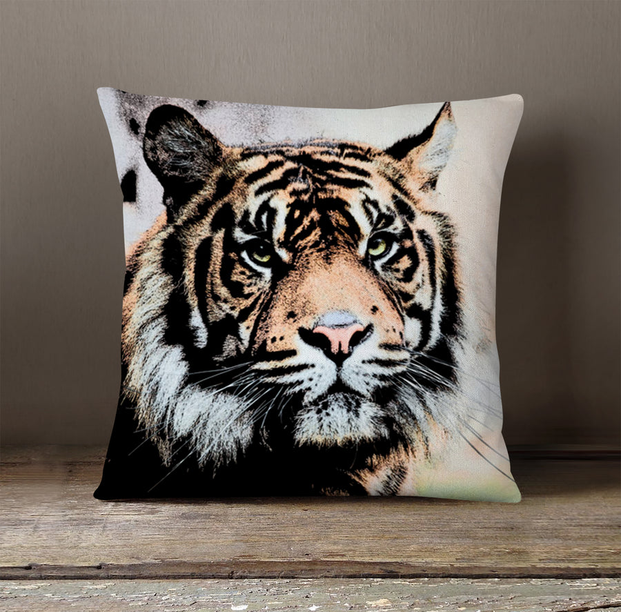 Realistic Tiger Portrait Wildlife Artwork Throw Pillow Cover