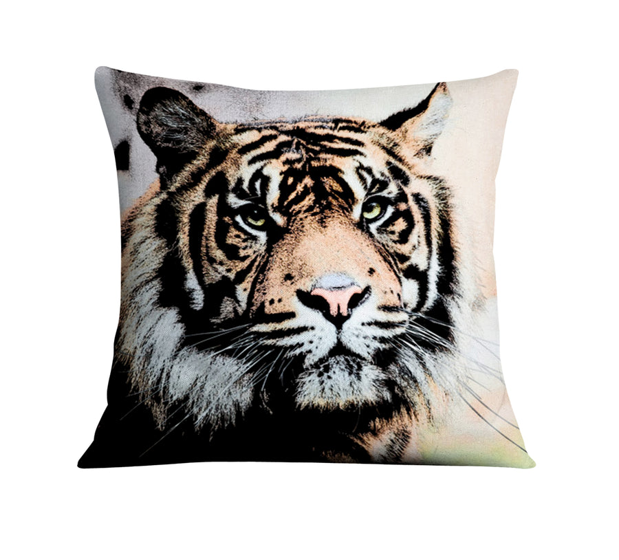 Realistic Tiger Portrait Wildlife Artwork Throw Pillow Cover