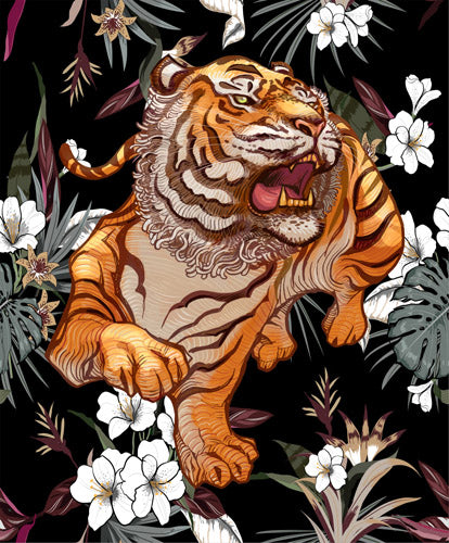 Tiger Floral Jungle Pattern