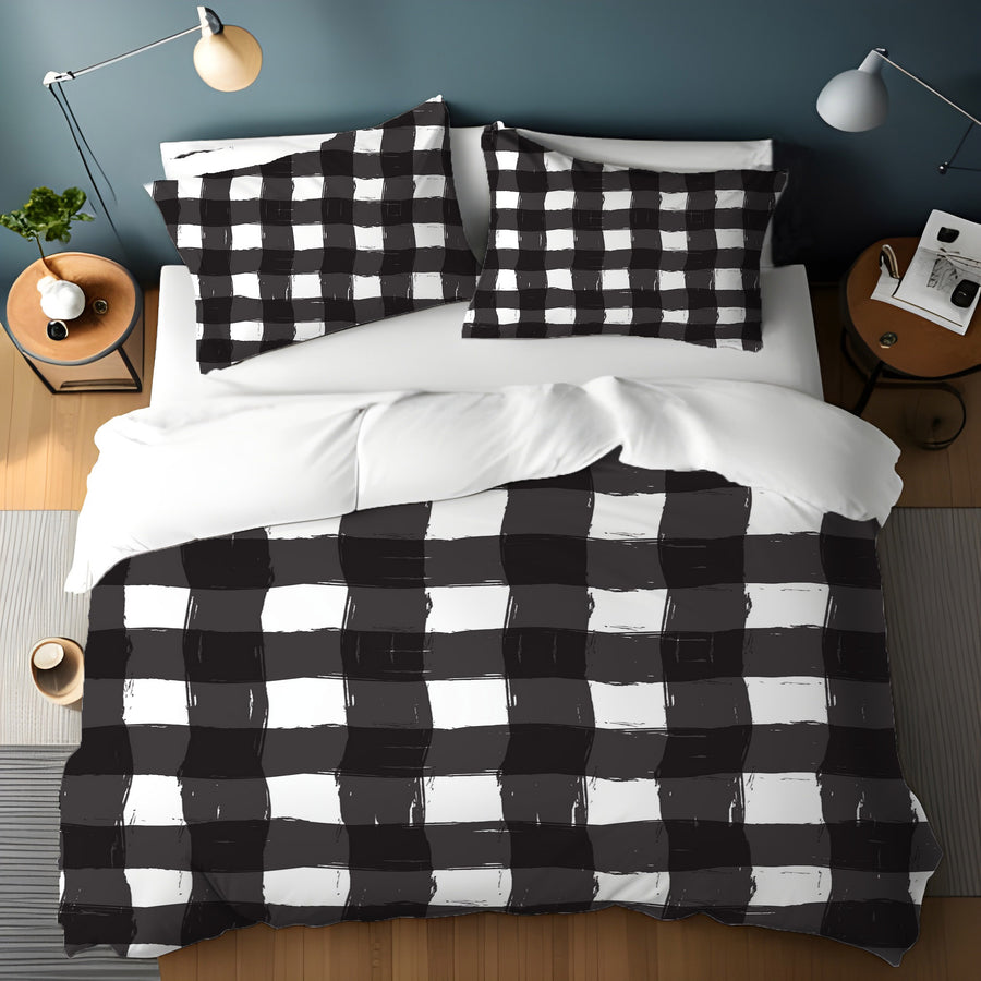 Black and White Buffalo Check Pattern Duvet Cover