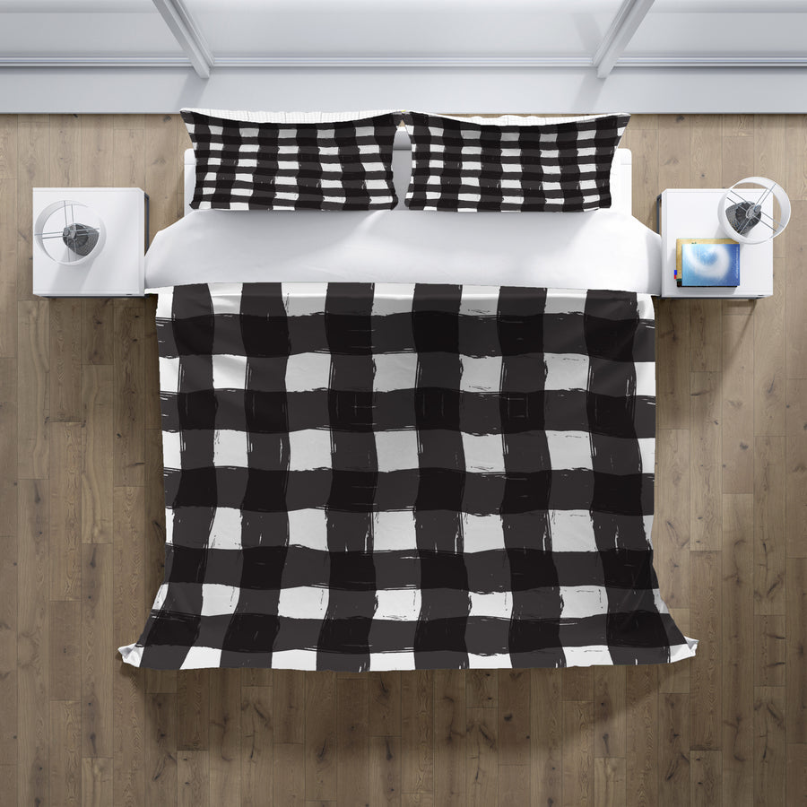 Black and White Buffalo Check Pattern Duvet Cover