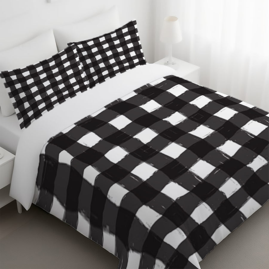 Black and White Buffalo Check Pattern Duvet Cover