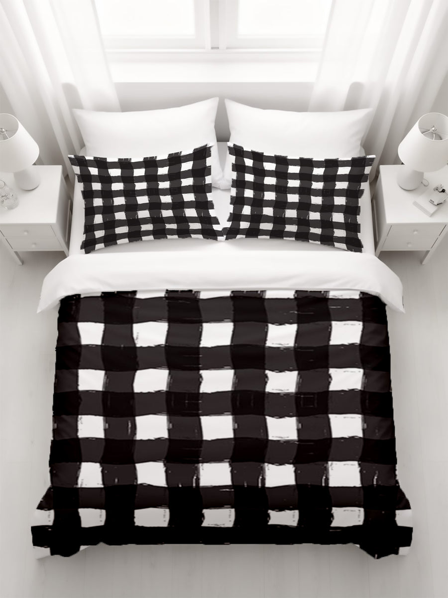 Black and White Buffalo Check Pattern Duvet Cover