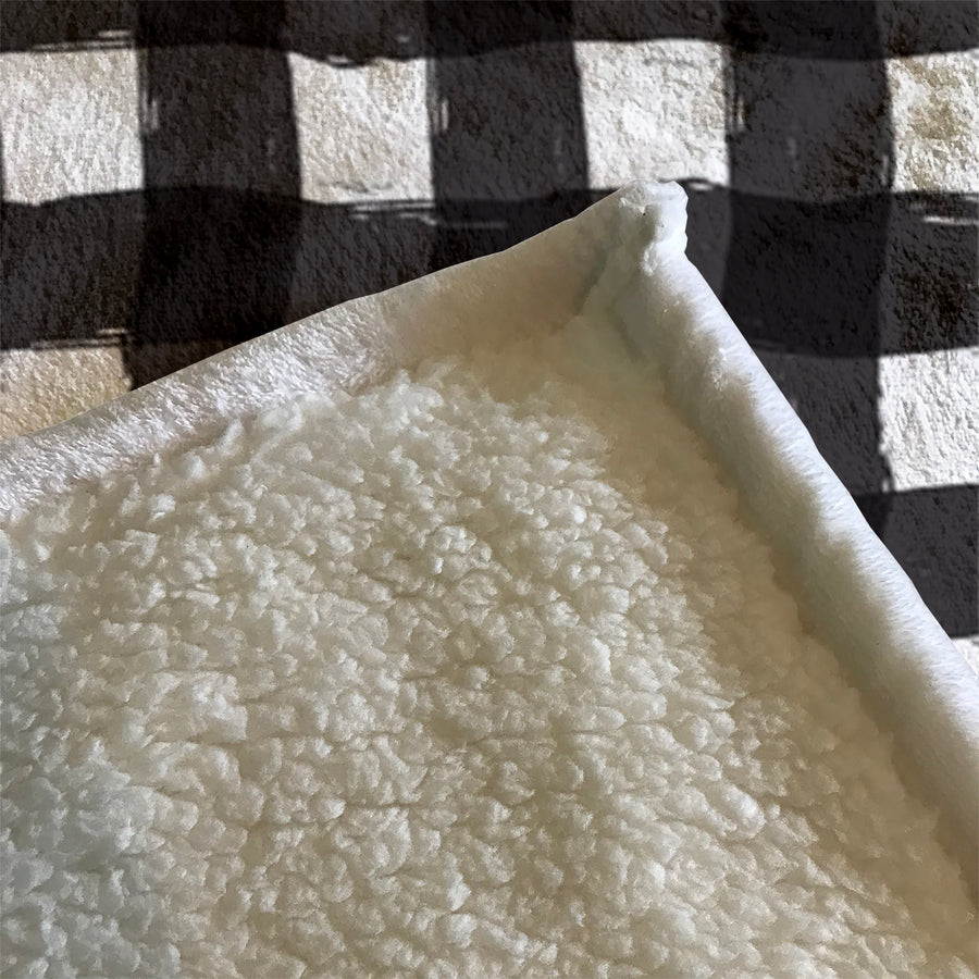 Black and White Buffalo Check Pattern Fleece Sherpa Blanket