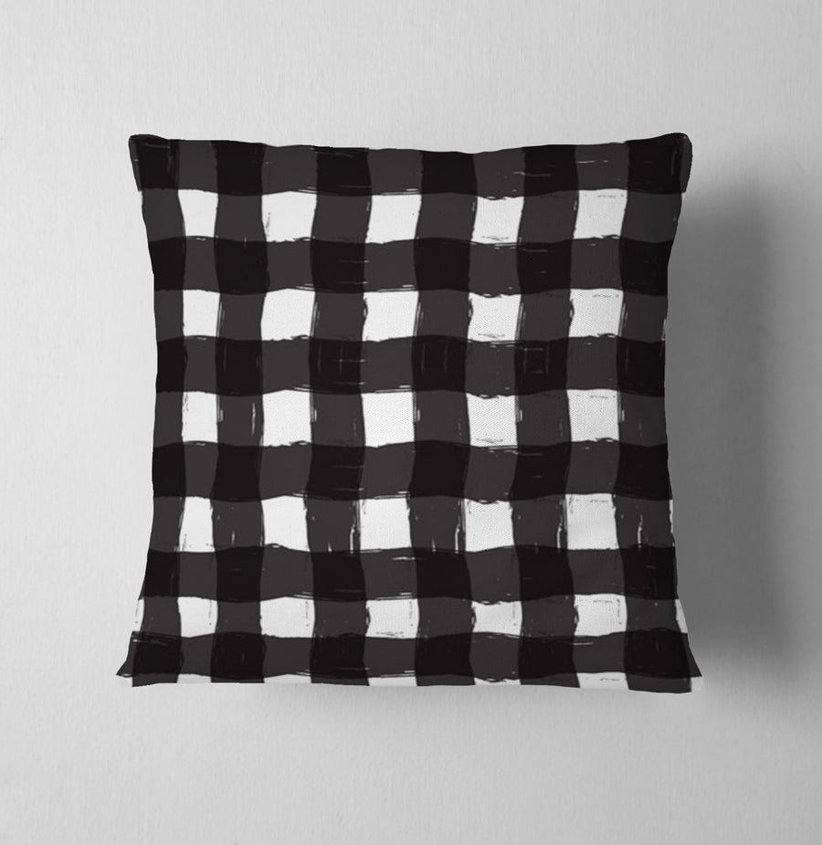 Black and White Buffalo Check Pattern Throw Pillow Cover