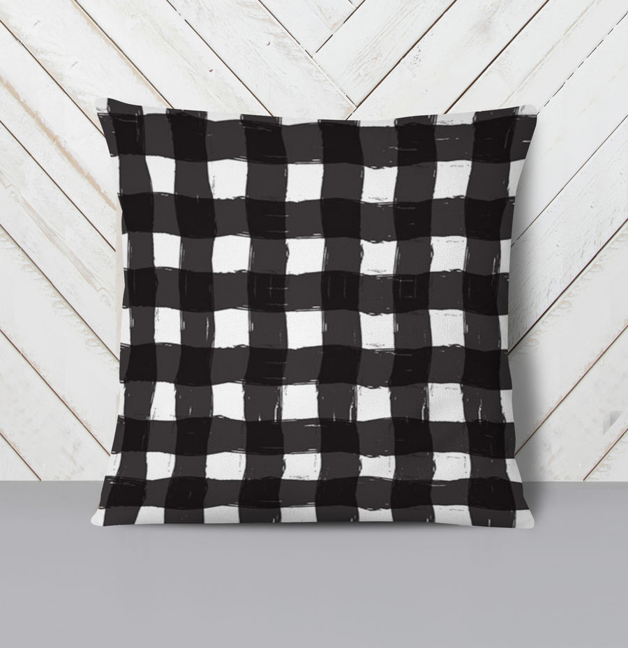 Black and White Buffalo Check Pattern Throw Pillow Cover