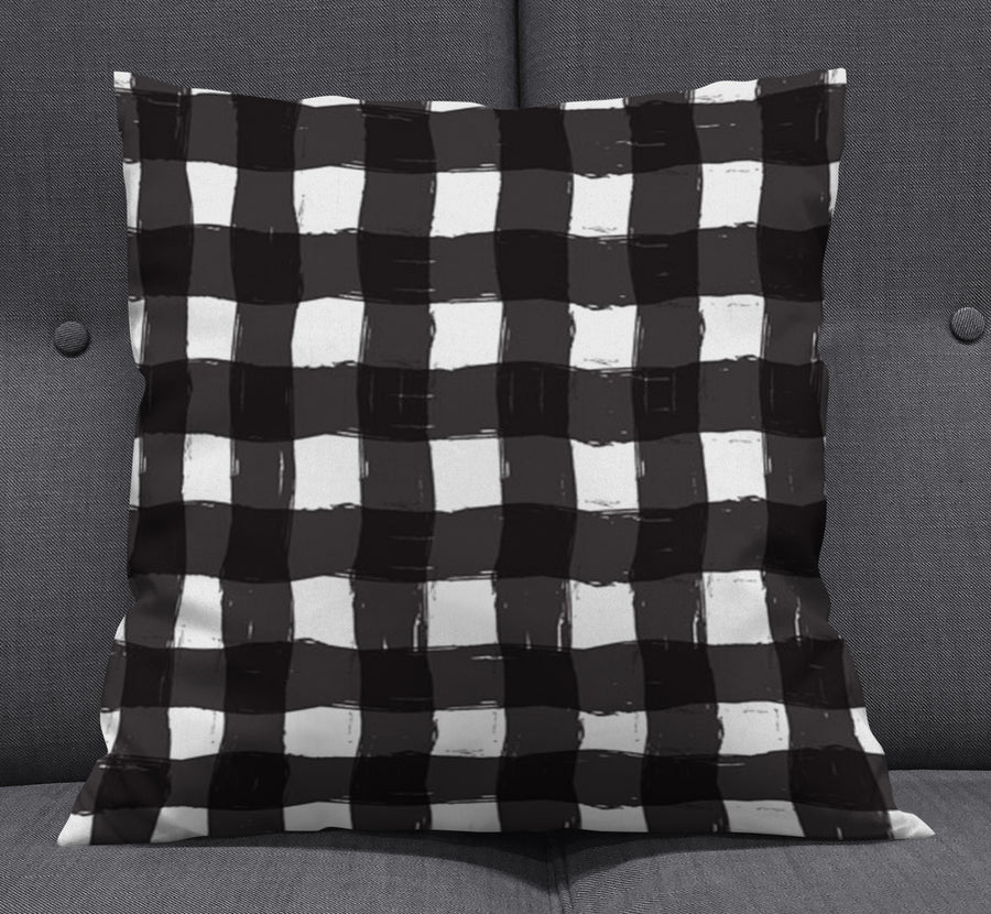 Black and White Buffalo Check Pattern Throw Pillow Cover