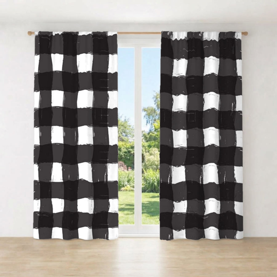 Black and White Buffalo Check Pattern Window Curtains