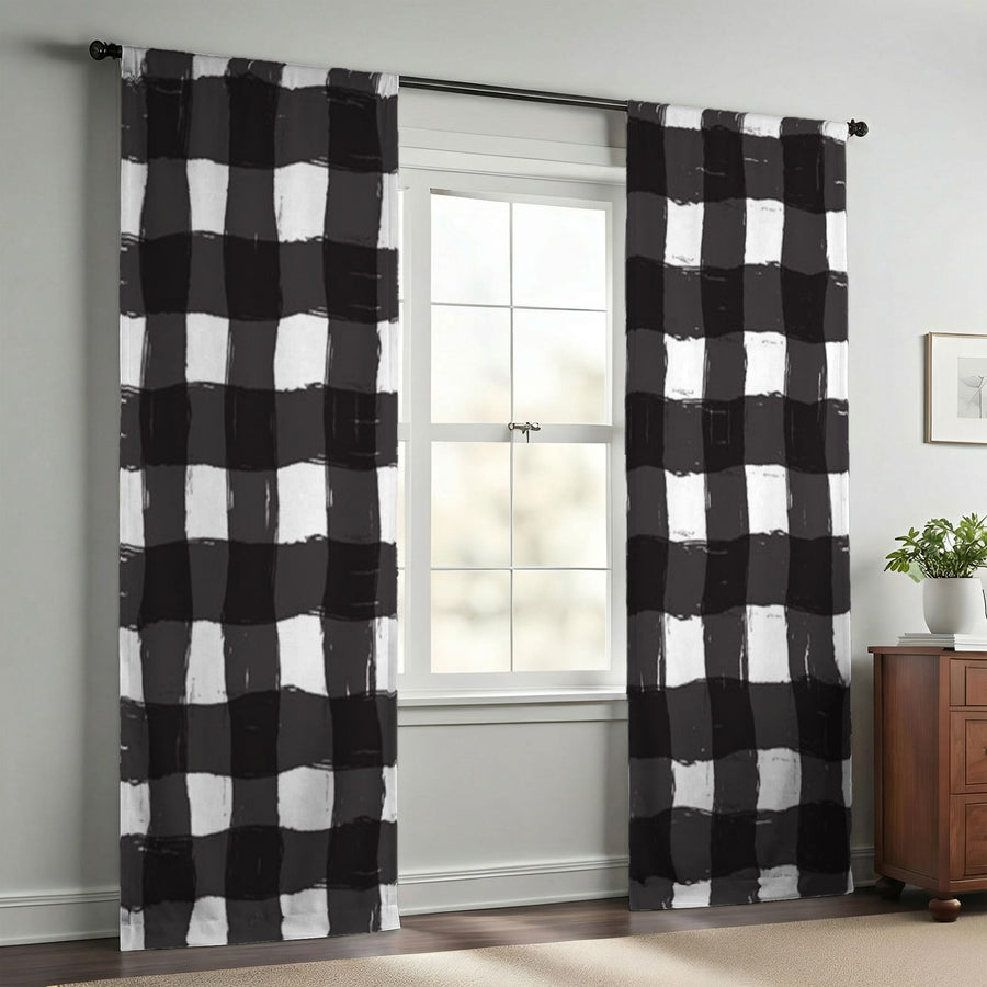 Black and White Buffalo Check Pattern Window Curtains