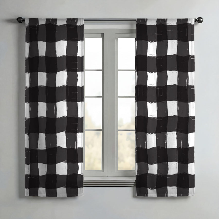 Black and White Buffalo Check Pattern Window Curtains