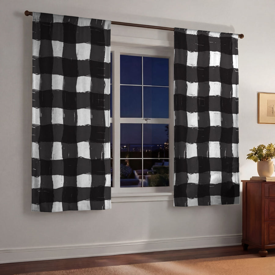 Black and White Buffalo Check Pattern Window Curtains