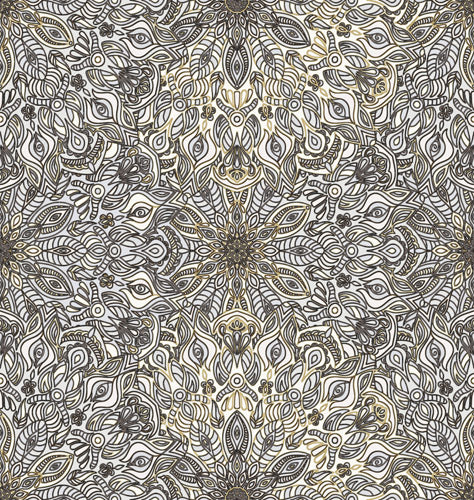 Gray Ornamental Texture Damask Pattern