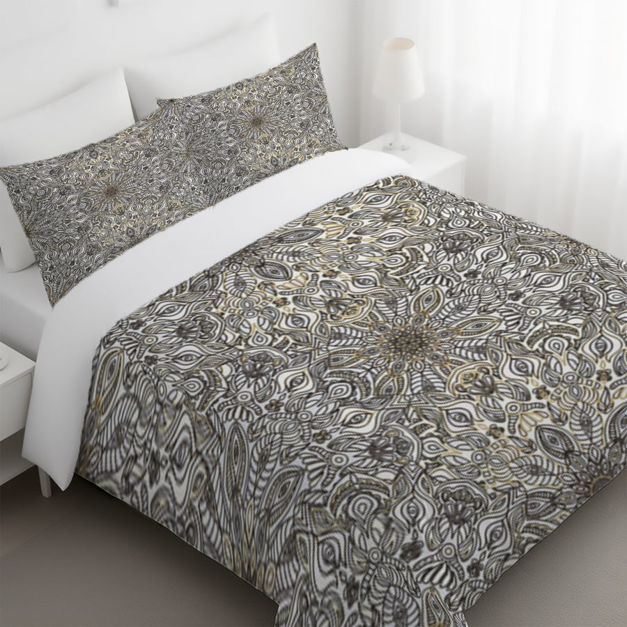 Gray Ornamental Texture Damask Pattern Duvet Cover