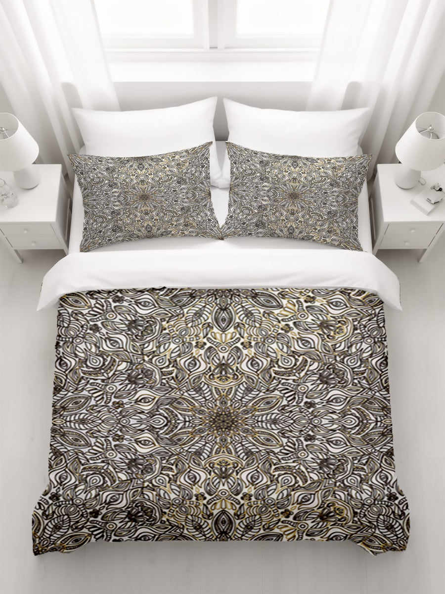 Gray Ornamental Texture Damask Pattern Duvet Cover