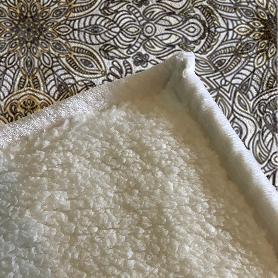 Gray Ornamental Texture Damask Pattern Fleece Sherpa Blanket