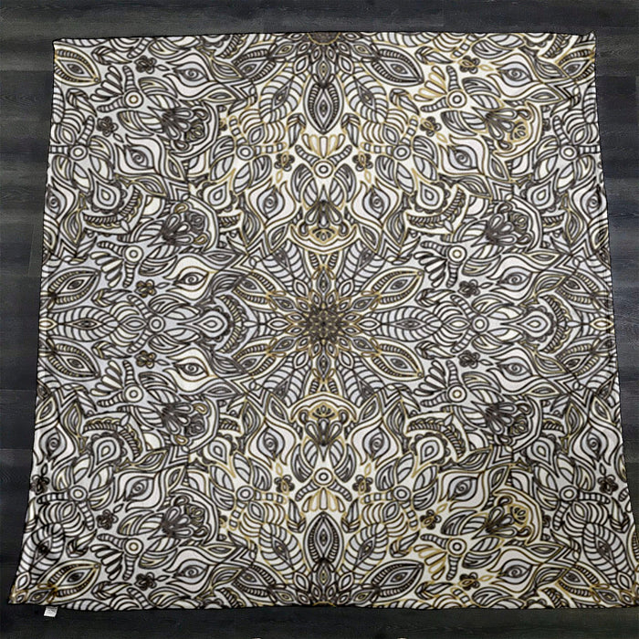 Gray Ornamental Texture Damask Pattern Fleece Sherpa Blanket