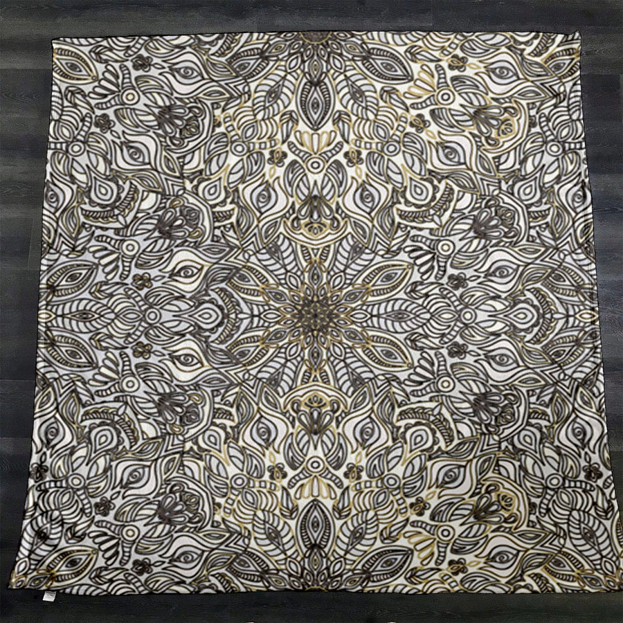 Gray Ornamental Texture Damask Pattern Fleece Sherpa Blanket