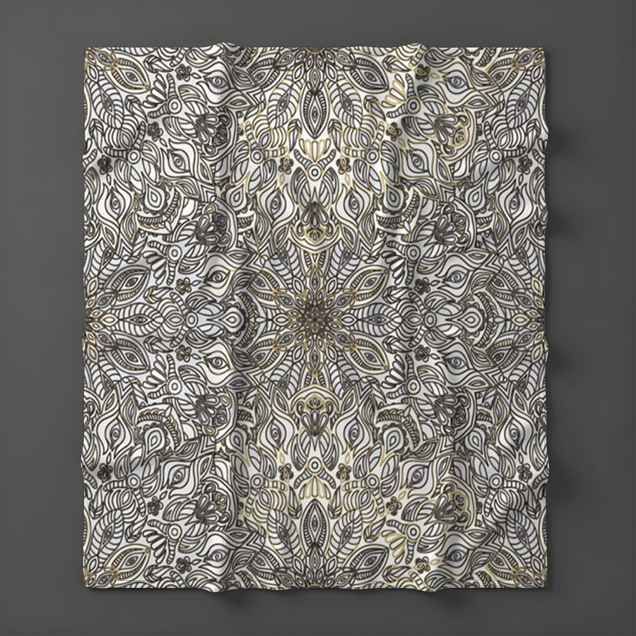 Gray Ornamental Texture Damask Pattern Fleece Sherpa Blanket