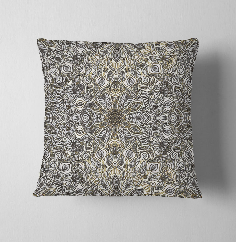 Gray Ornamental Texture Damask Pattern Throw Pillow Cover