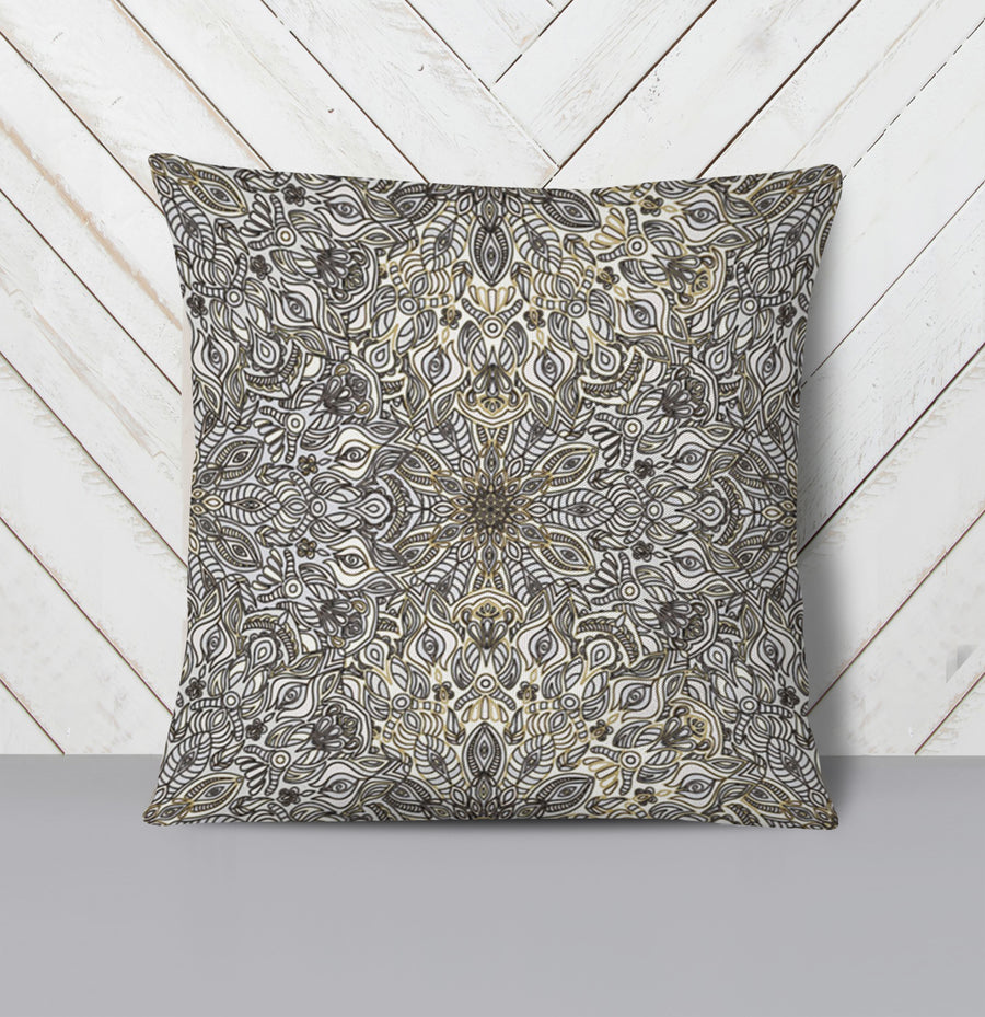 Gray Ornamental Texture Damask Pattern Throw Pillow Cover
