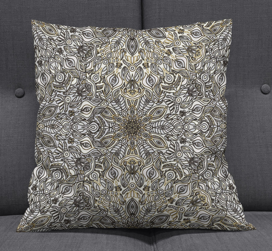 Gray Ornamental Texture Damask Pattern Throw Pillow Cover