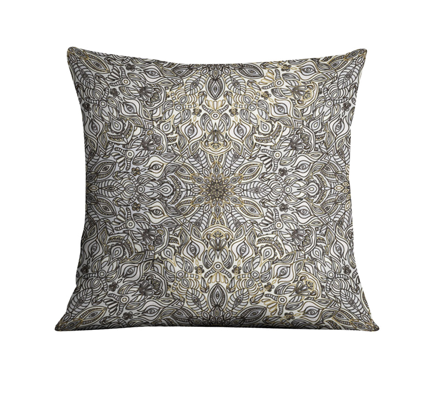 Gray Ornamental Texture Damask Pattern Throw Pillow Cover