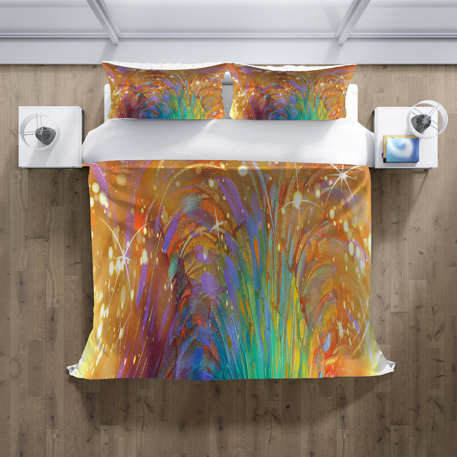 Multicolor Abstract Firework Burst Pattern Duvet Cover