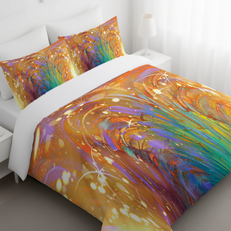 Multicolor Abstract Firework Burst Pattern Duvet Cover