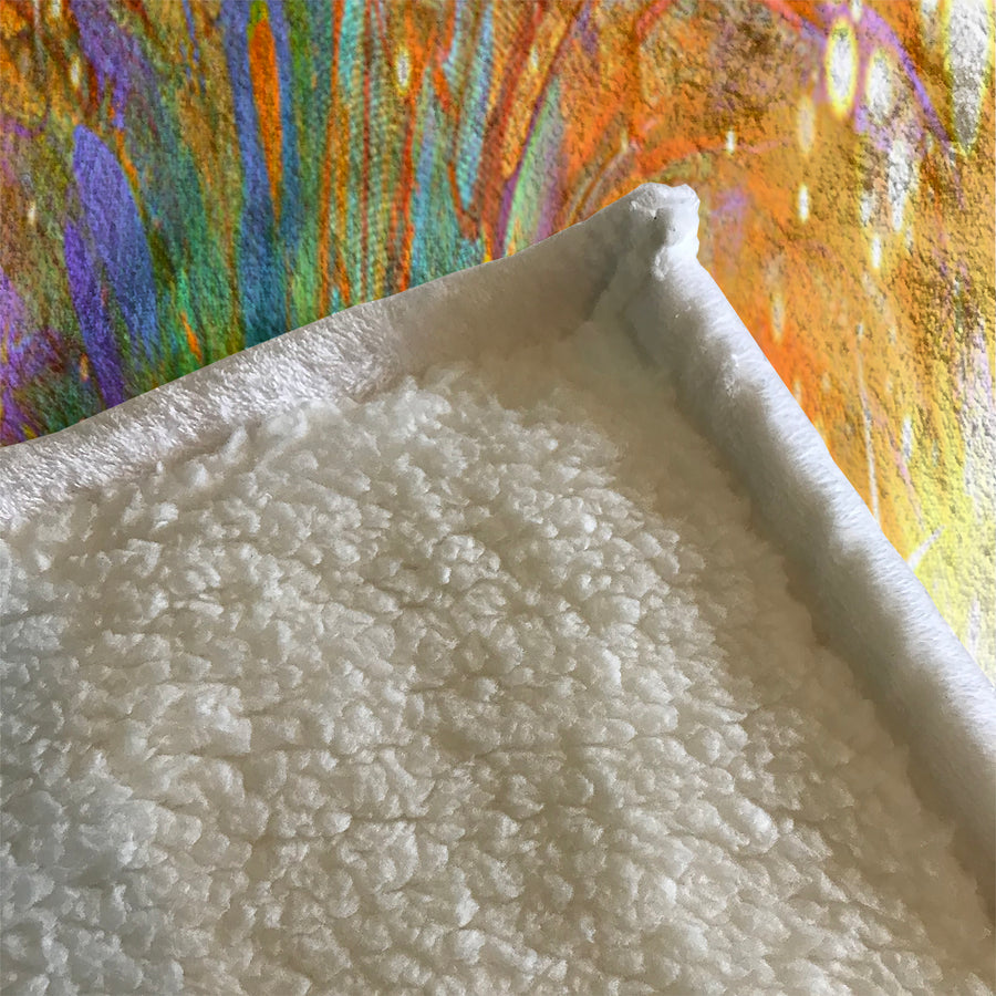 Multicolor Abstract Firework Burst Pattern Fleece Sherpa Blanket