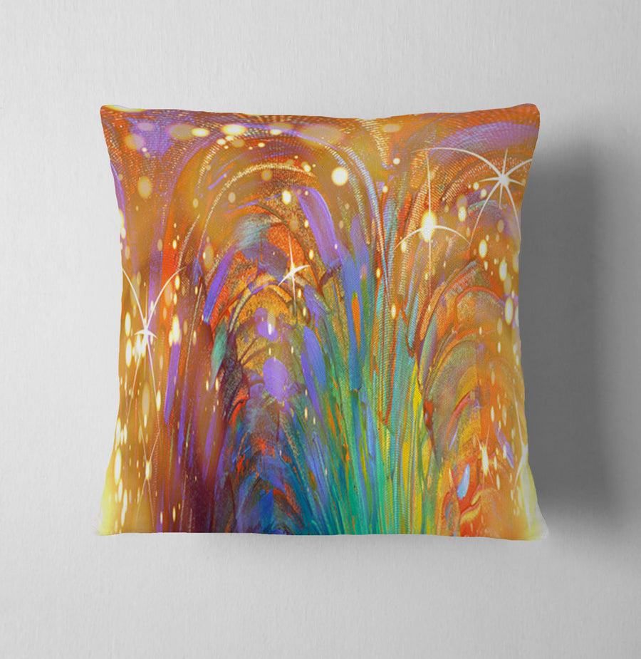 Multicolor Abstract Firework Burst Pattern Throw Pillow Cover
