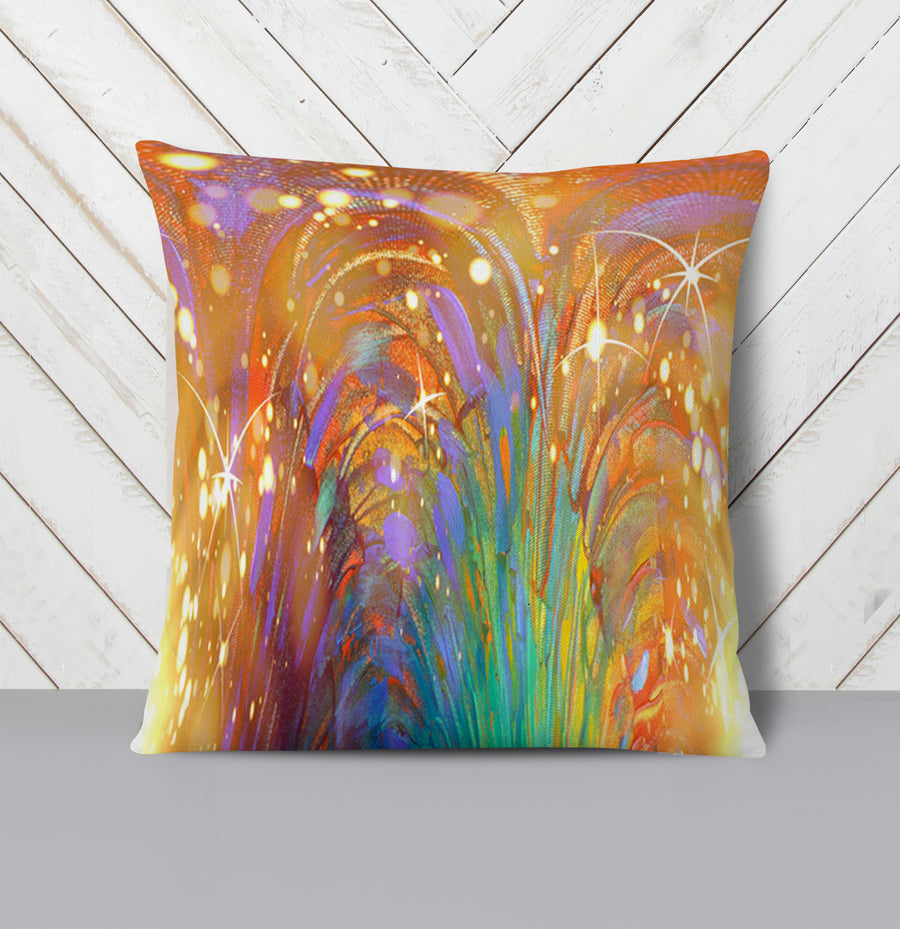 Multicolor Abstract Firework Burst Pattern Throw Pillow Cover
