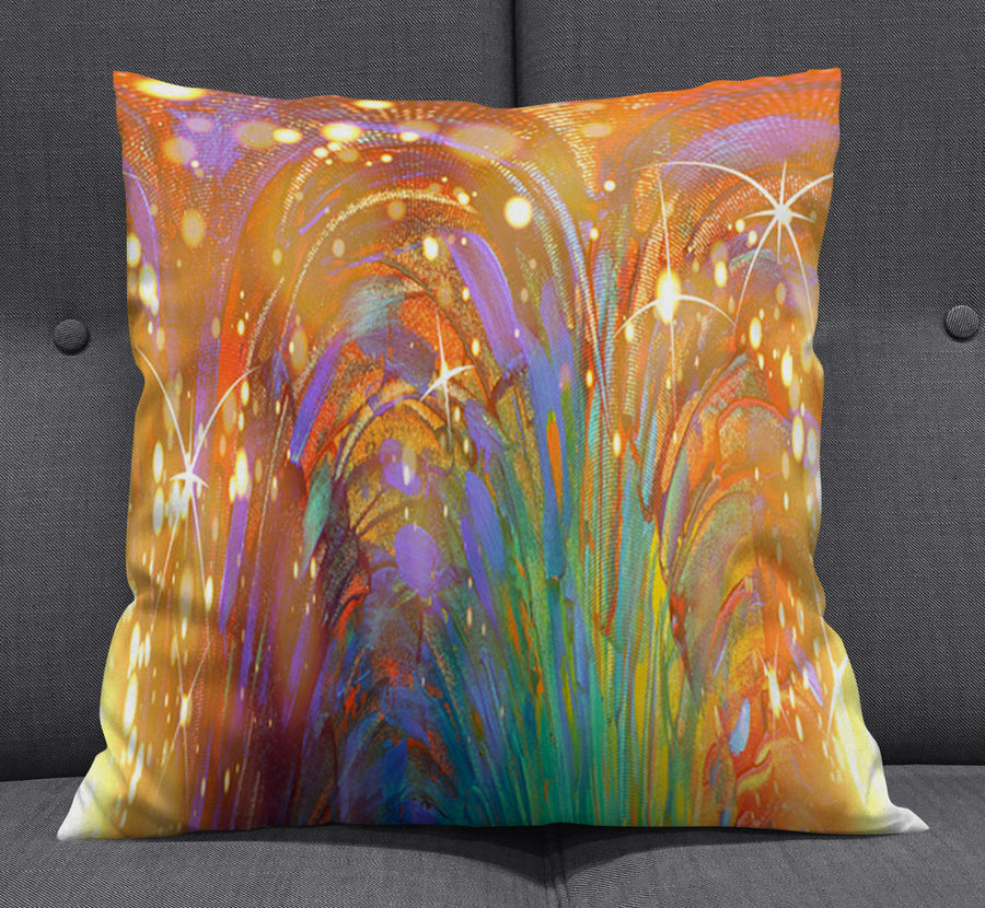 Multicolor Abstract Firework Burst Pattern Throw Pillow Cover